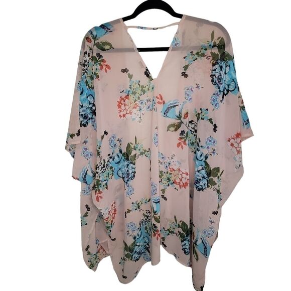Daniel Rainn floral chiffon kimono topper size M/L - Picture 2 of 6